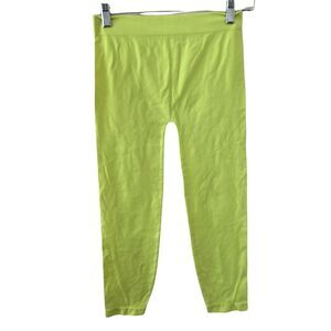 Mopas Leggings Womens Free Size Stretch Capris Neon Yellow Hi Rise
